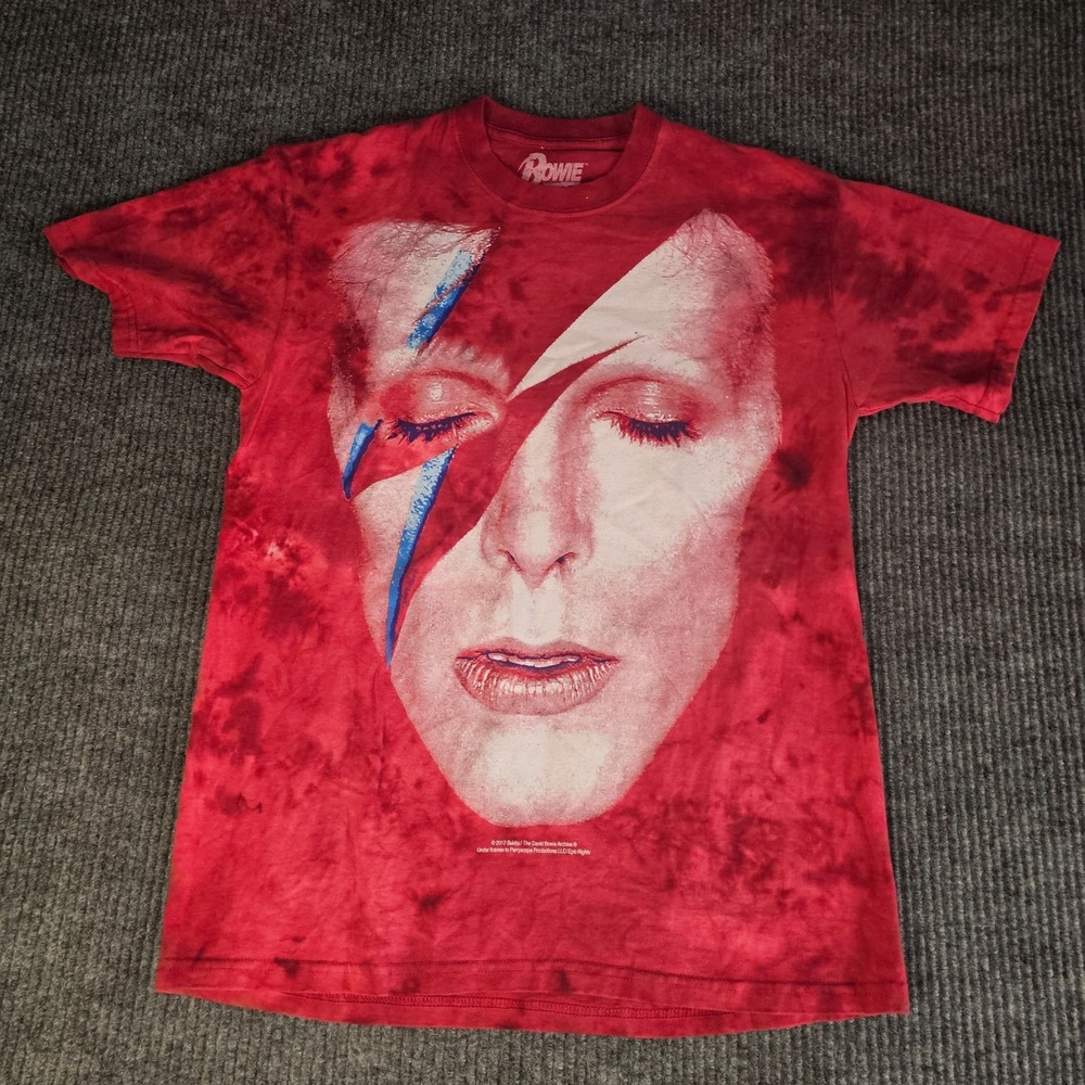 Bowie Shirt Mens Medium Red Aladdin Sane Face Graphic Band Tee Rock Music